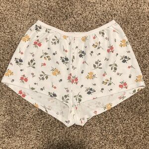 White Floral Lounge Shorts